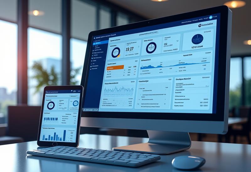 Professioneller B2B-Online-Shop auf Desktop und Tablet, der Transaktionen und Analysedaten anzeigt.