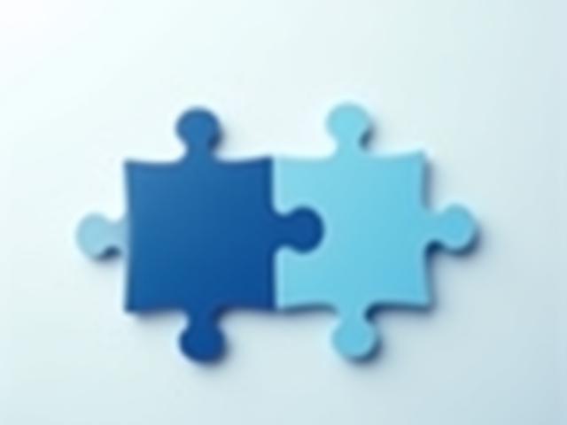 Zwei stilisierte Puzzleteile, die perfekt ineinandergreifen und Wachstum symbolisieren